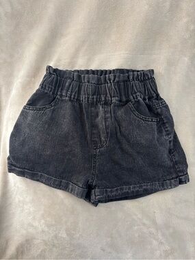 Kids Black Elastic-Waist Denim Shorts